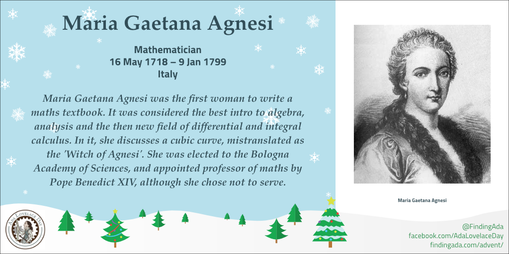 Women in STEM advent calendar: Day 6 – Maria Gaetana Agnesi – Ada Lovelace Day