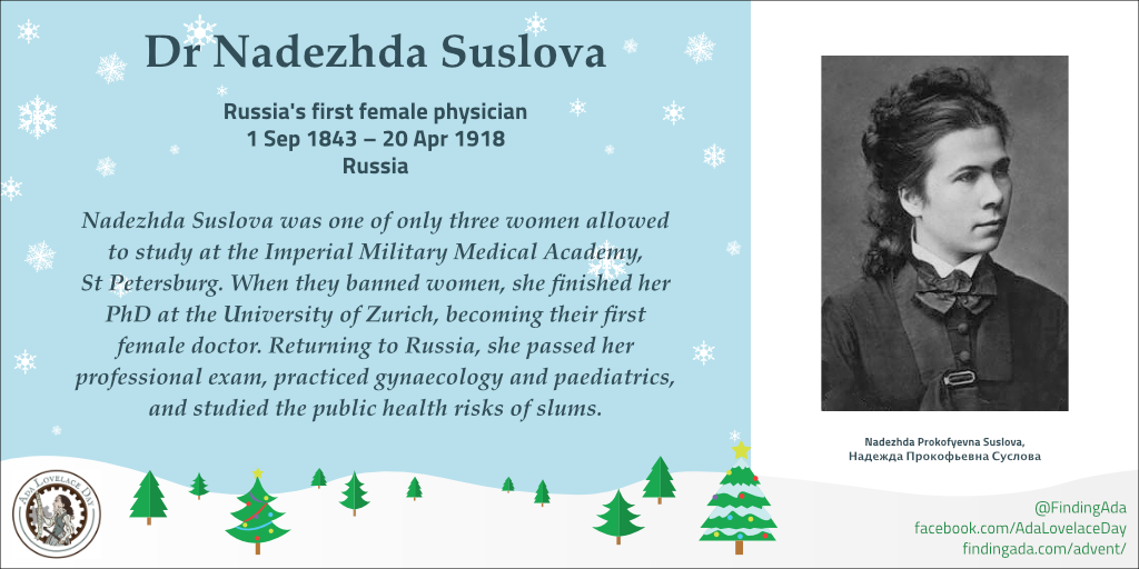 Advent 12 - Dr Nadezhda Suslova